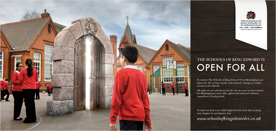 The Schools of King Edward VI in Birmingham - Open Door campaign by IE Brand