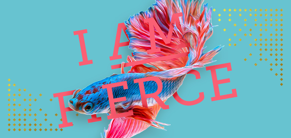 Plymouth Marjon Futures: employability and careers service brand image featuring a beautiful fish with the words "I am fierce"