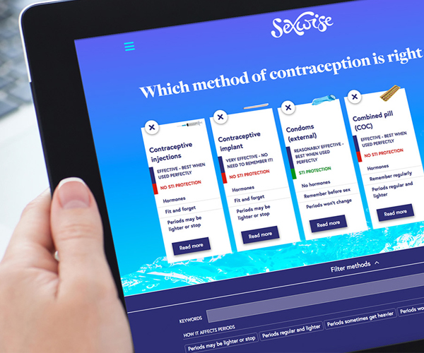 Sexwise contraception comparison tool – sexual health charity website
