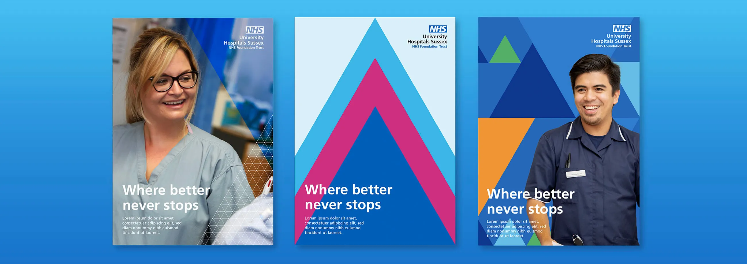 UHSussex branded brochure cover designs