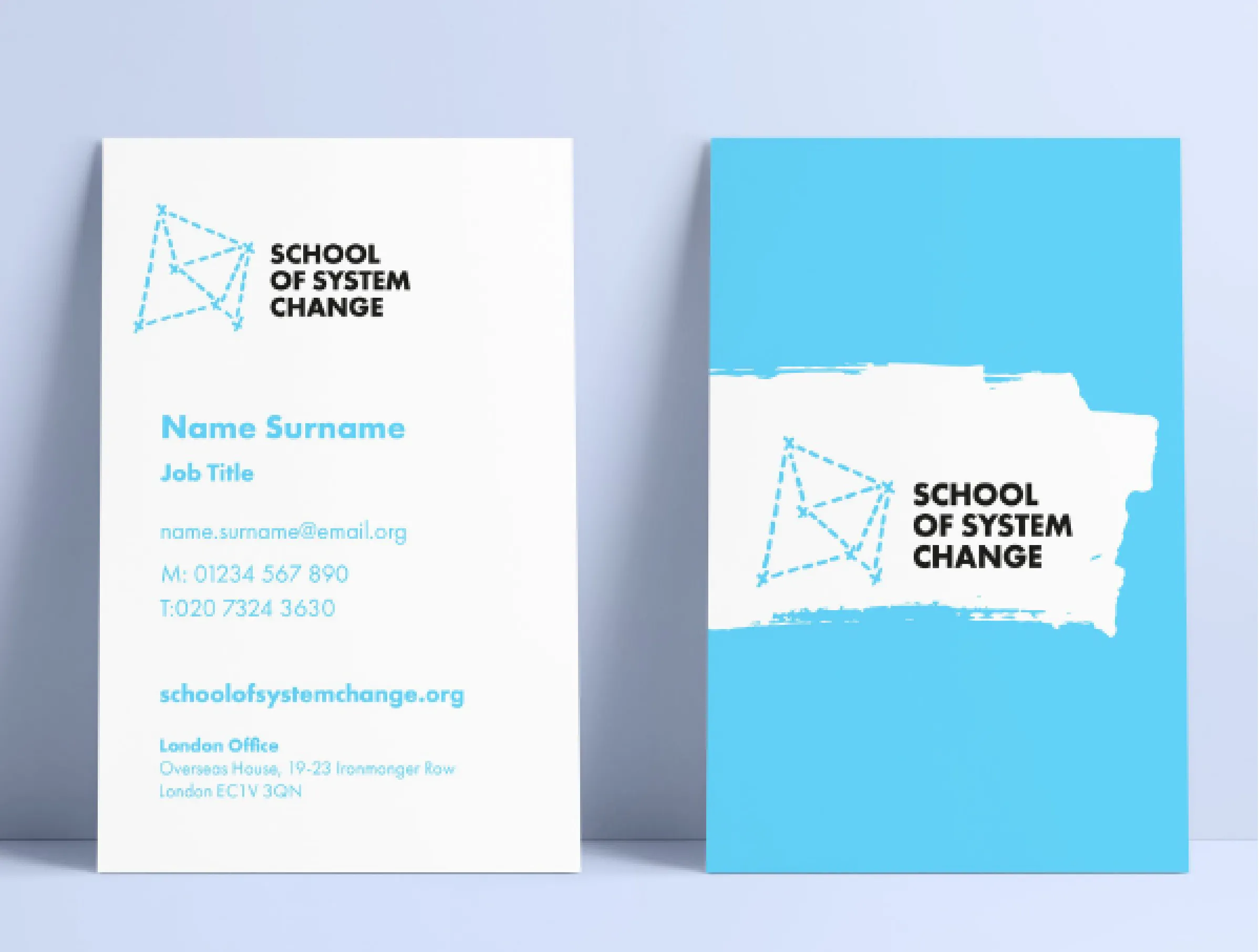 School of System Change brand by IE Brand applied to business cards