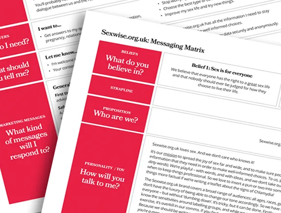 Brand messaging matrix created for Sexwise